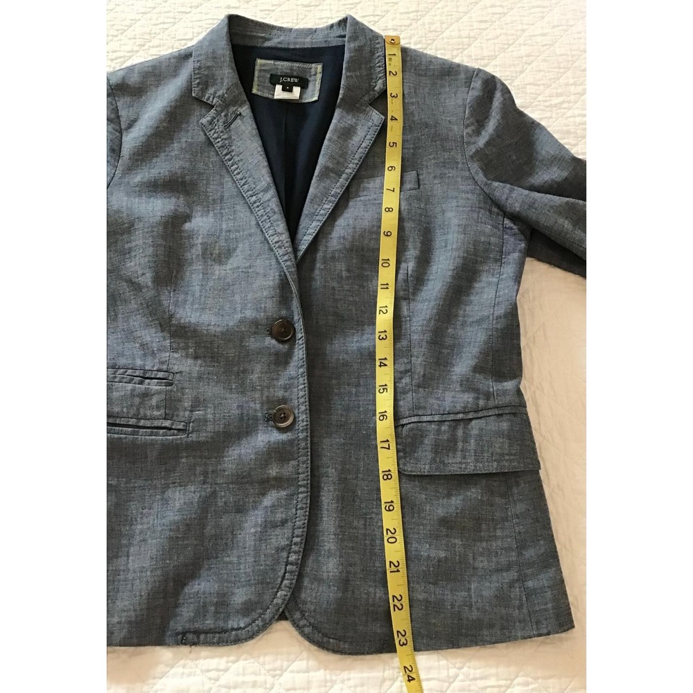 J.Crew Womens Sz 4 Blue Chambray Cotton Blazer Jacket Schoolboy Casual Workwear - Picture 12 of 15